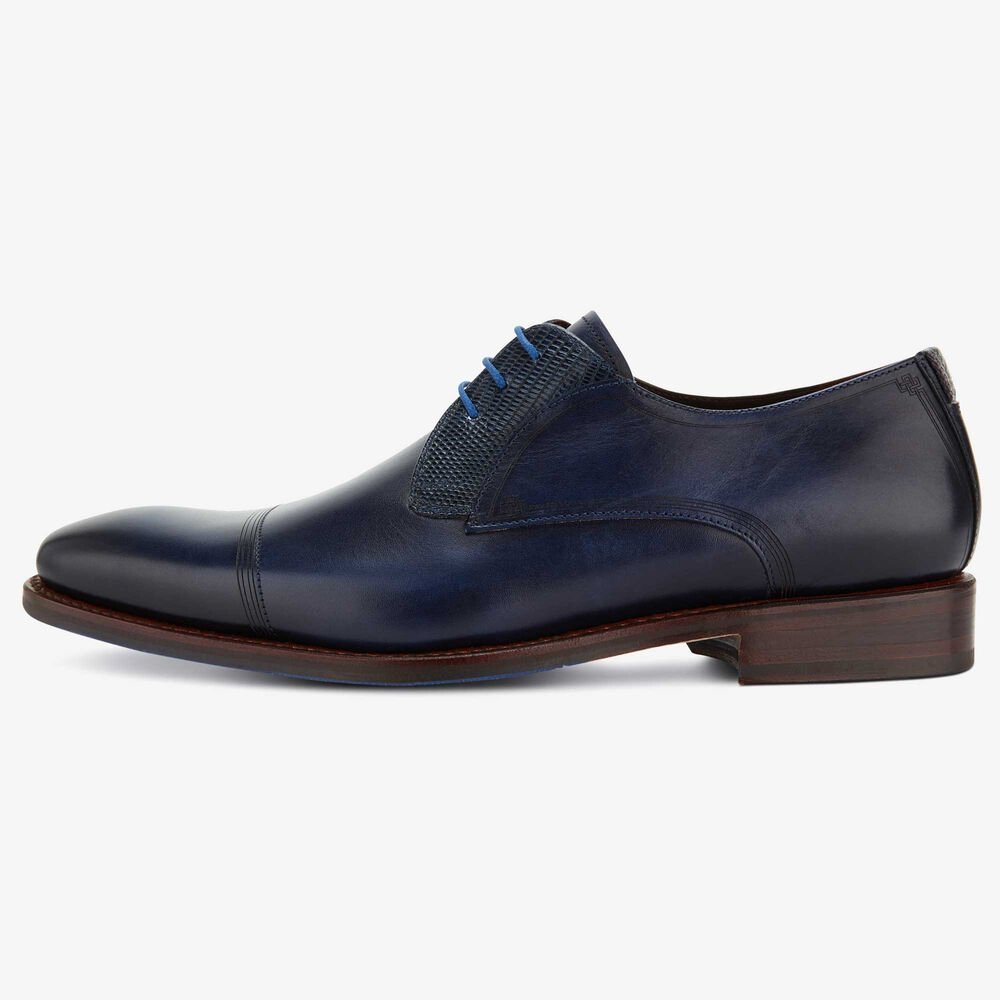 Floris van Bommel Dunkelblaue Leder Herren Schnürschuhe