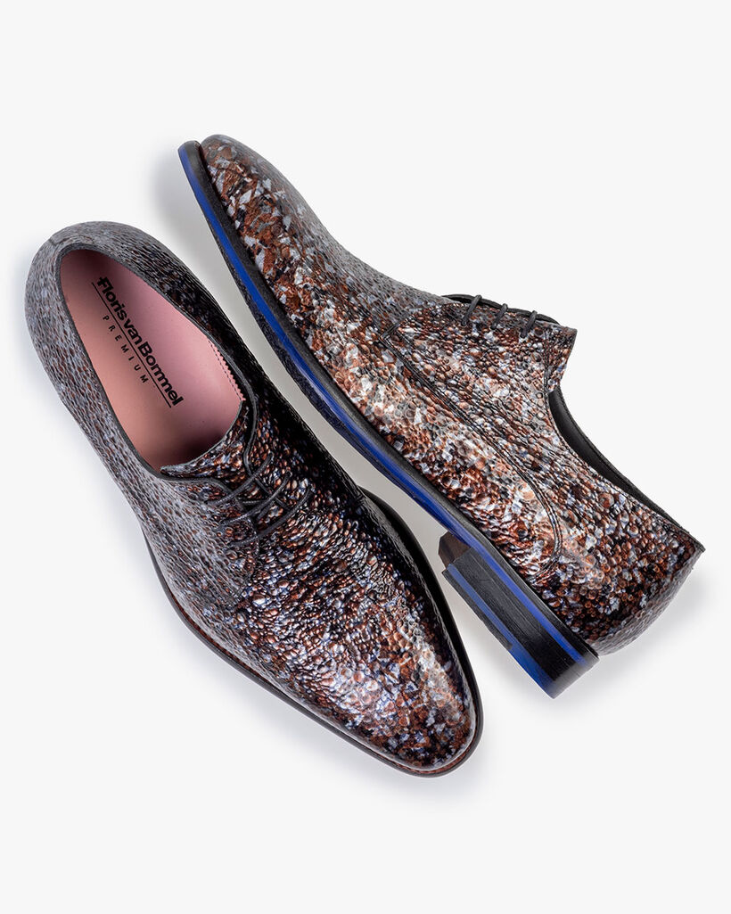 Schn&uuml;rschuh Metallic-Print bronze