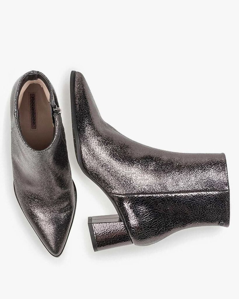 Dark grey ankle boots metallic print
