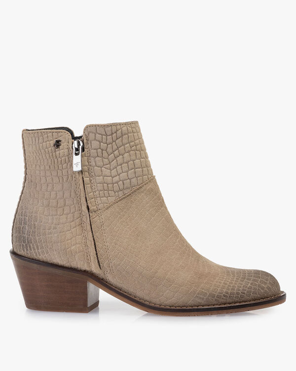 Ankle boot suede leather beige