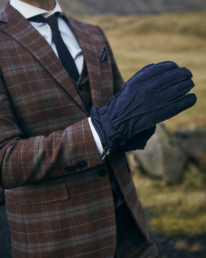 Handschuhe Wildleder blau