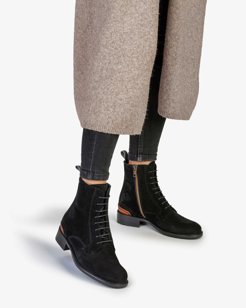 Schnürstiefel Wildleder schwarz