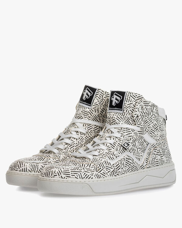 Sneaker printed leather black and white