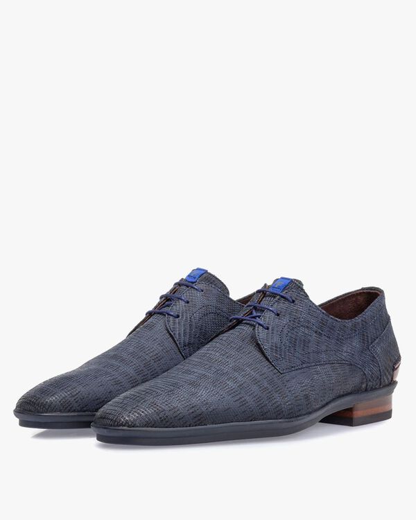 Schn&uuml;rschuh mit Print dunkelblau