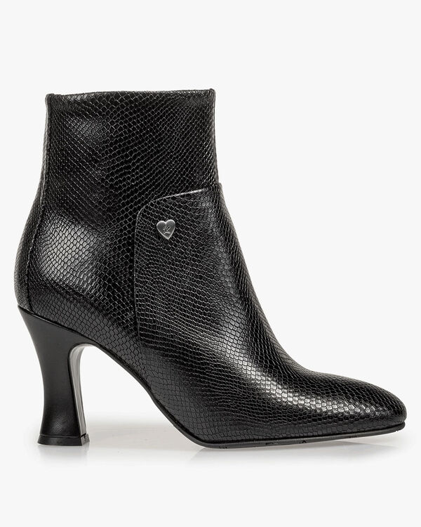Stiefelette Reptilienprint schwarz
