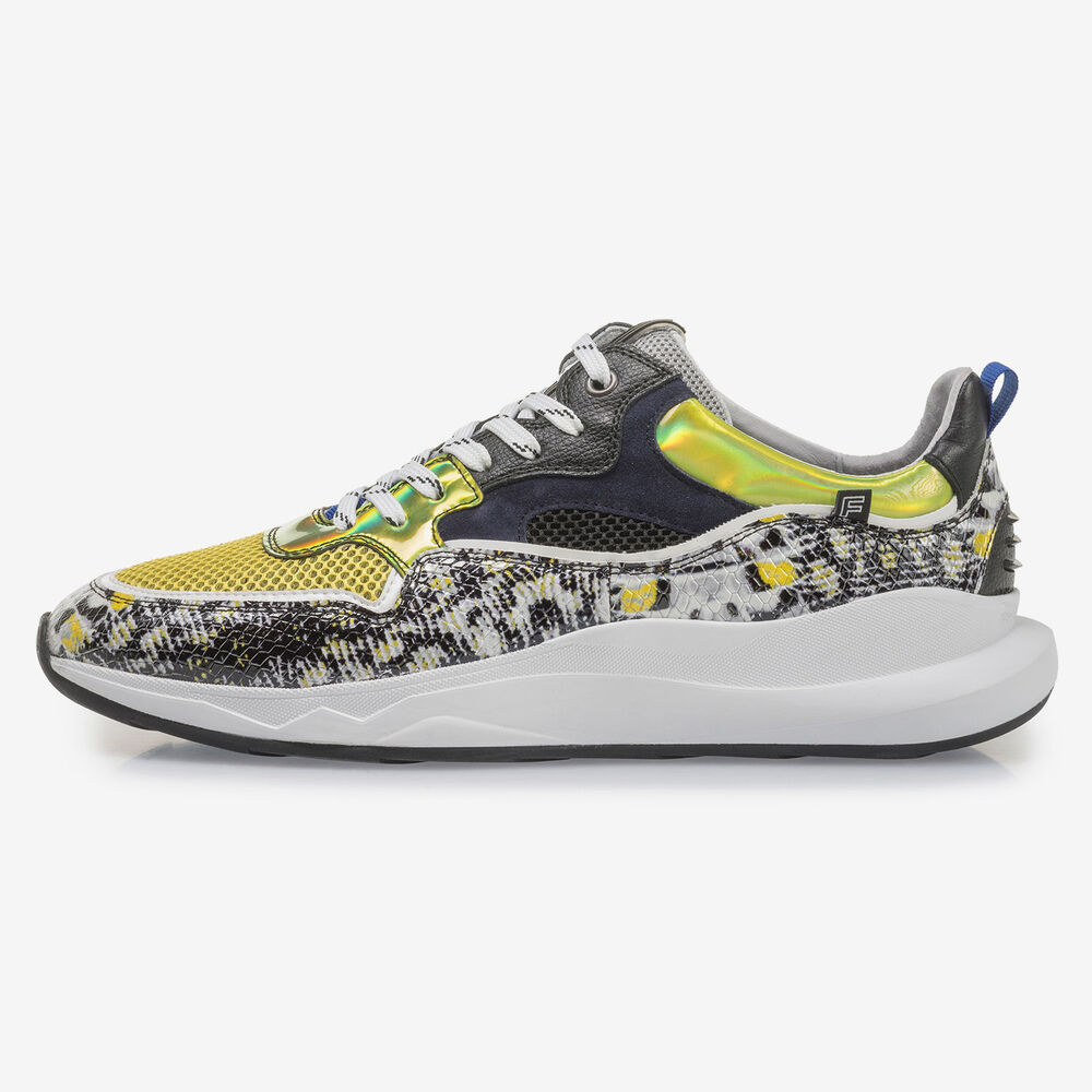 Multi-colour sneaker with grey and yellow print