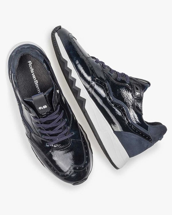 Blauer Lackleder-Sneaker