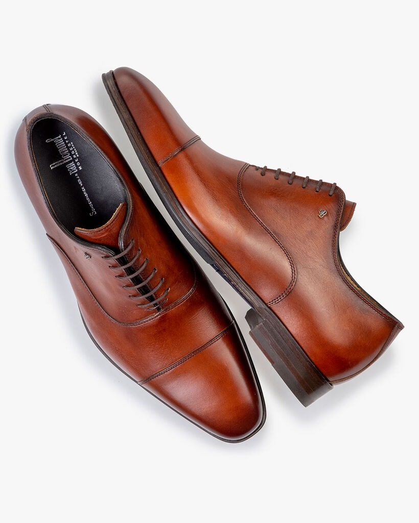 Schn&uuml;rschuh Kalbsleder dunkel cognacfarben