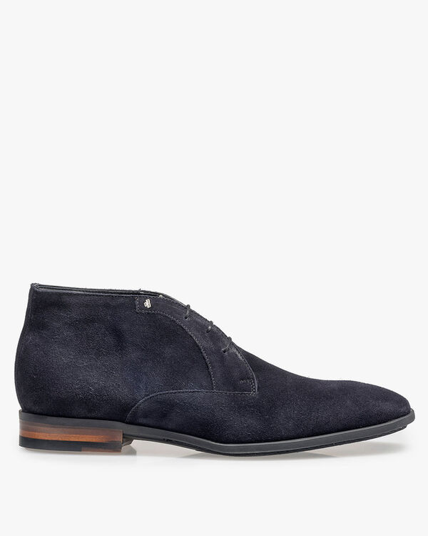 Dark blue suede leather lace shoe