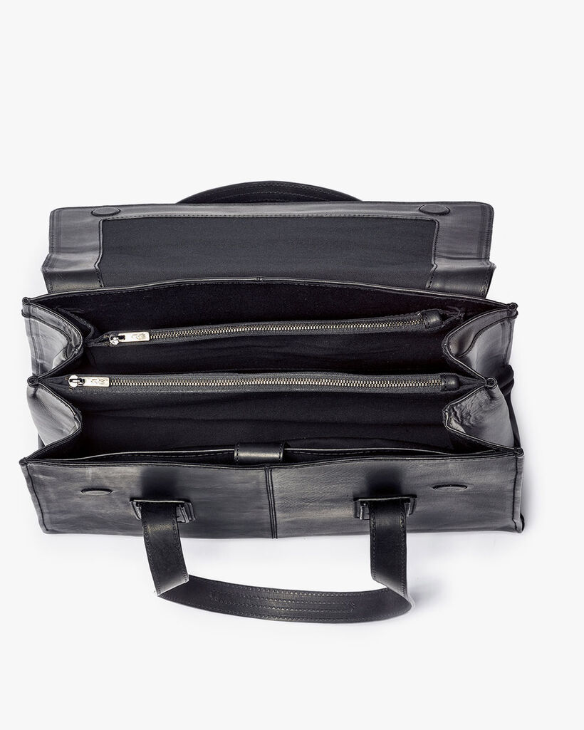 Schwarze Leder-Business-Tasche