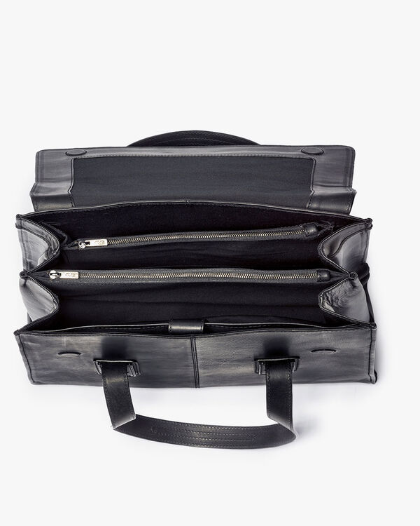 Schwarze Leder-Business-Tasche