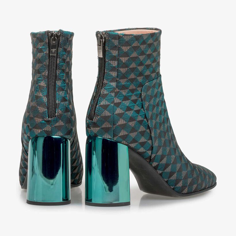 Green ankle boots with graphic print