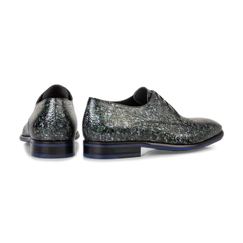 Schn&uuml;rschuh Metallic-Print gr&uuml;n