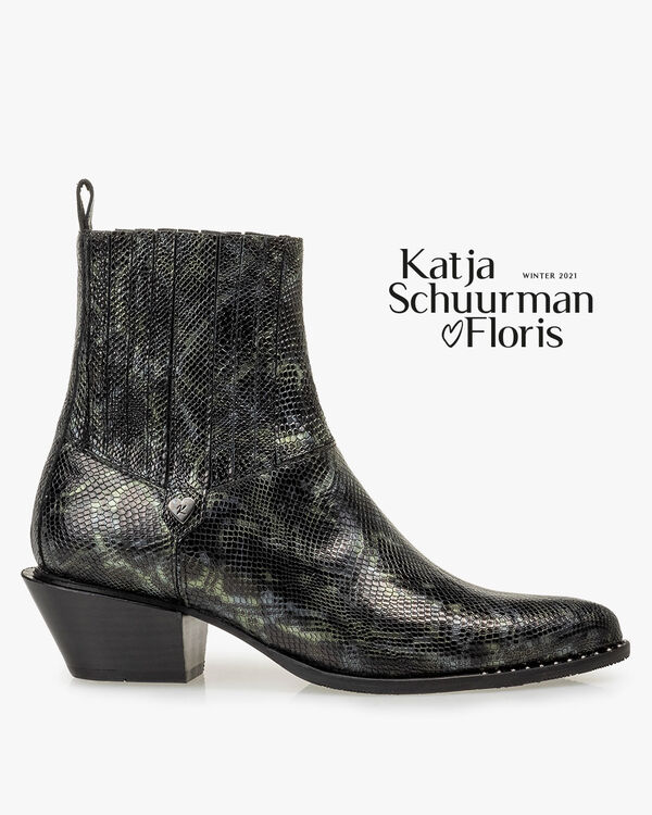 Chelsea Boot Reptilienprint gr&uuml;n
