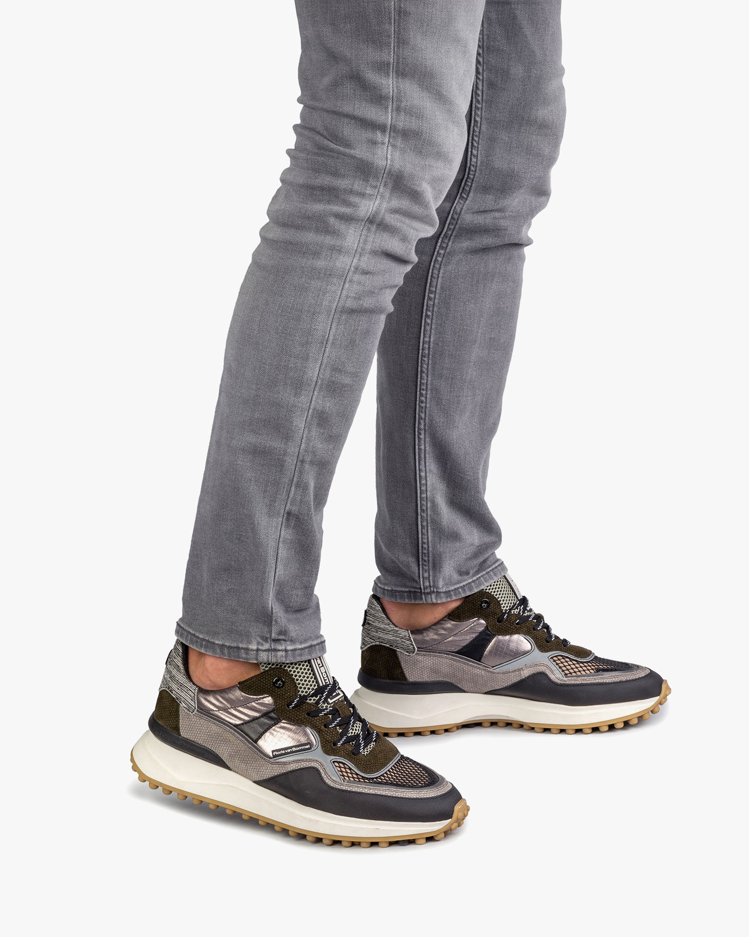 Grey/green suede leather sneaker 16308/01 | Floris van Bommel Official®