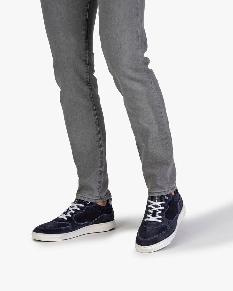 Sneaker mit Print Wildleder blau