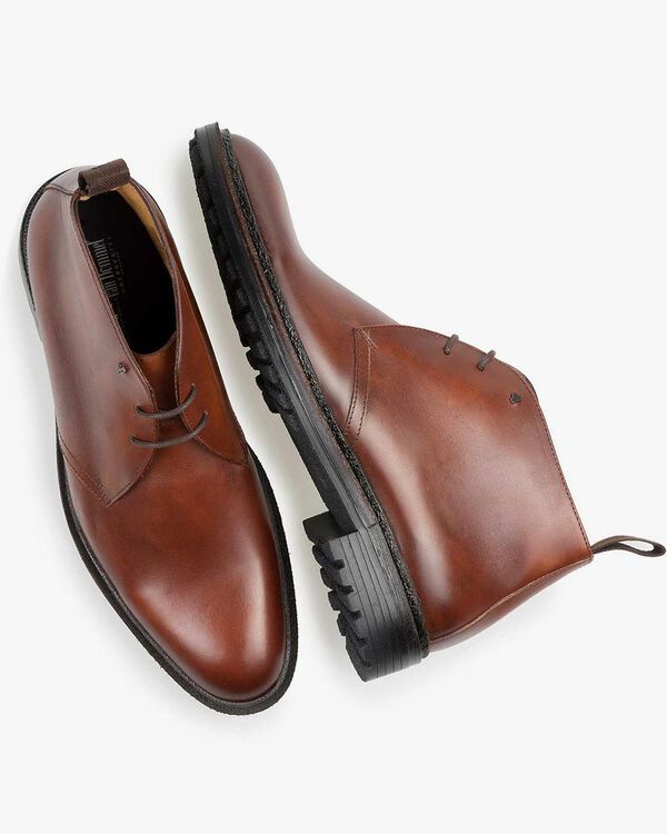 Kalbsleder-Schnürstiefel cognac