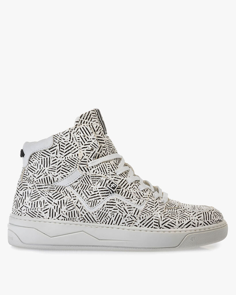 Sneaker printed leather black and white