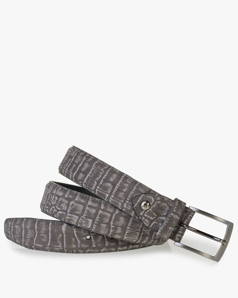 Dark grey suede leather belt print