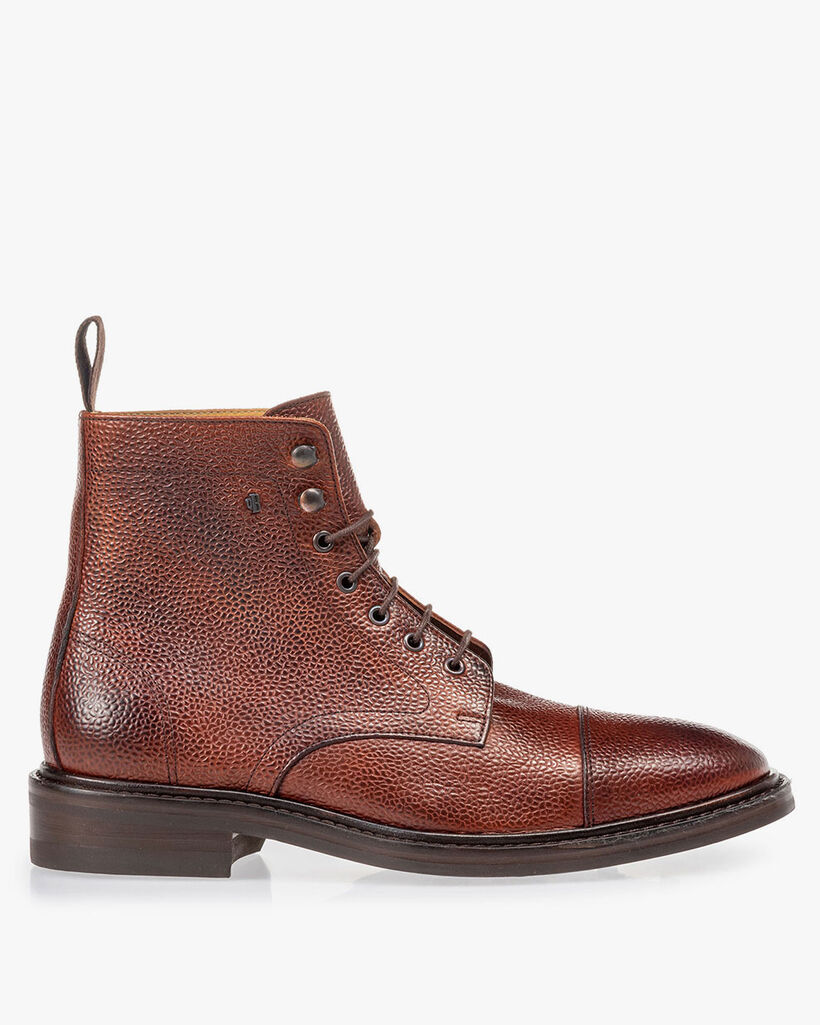 Stiefel Leder mit Print cognac