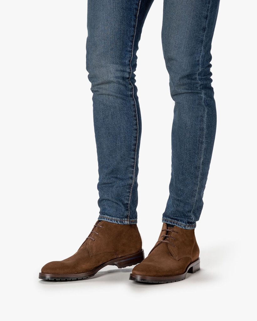 Schnürstiefel Wildleder cognac