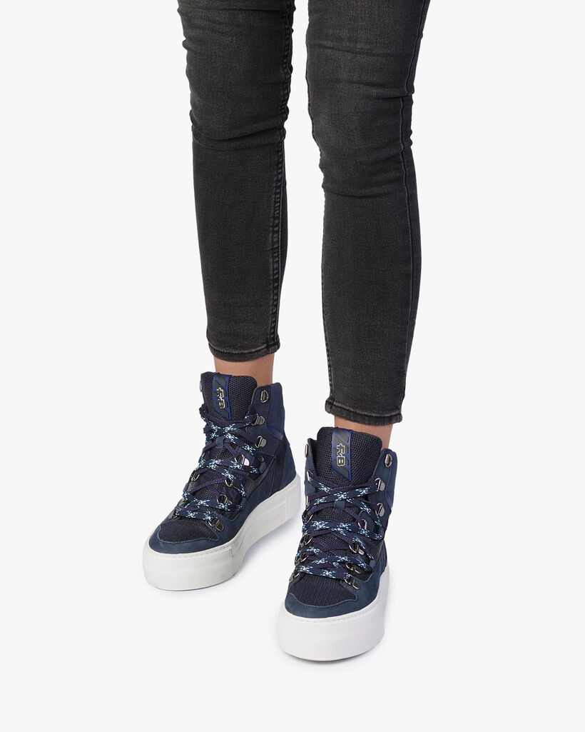 Mid-high sneaker nubuck leather blue