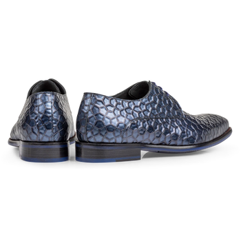 Schn&uuml;rschuh Metallic-Print blau