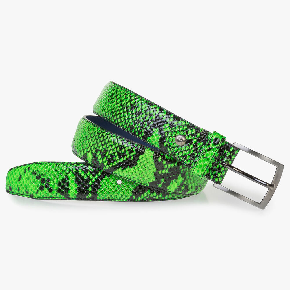 Neongrüner Premium Gürtel mit Schlangenprint