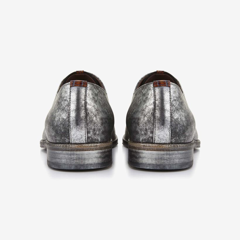 Floris van Bommel Leder-Herren-Schnürer in Metallicsilber