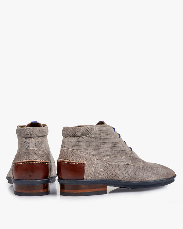 Stiefel mit Print Wildleder grau