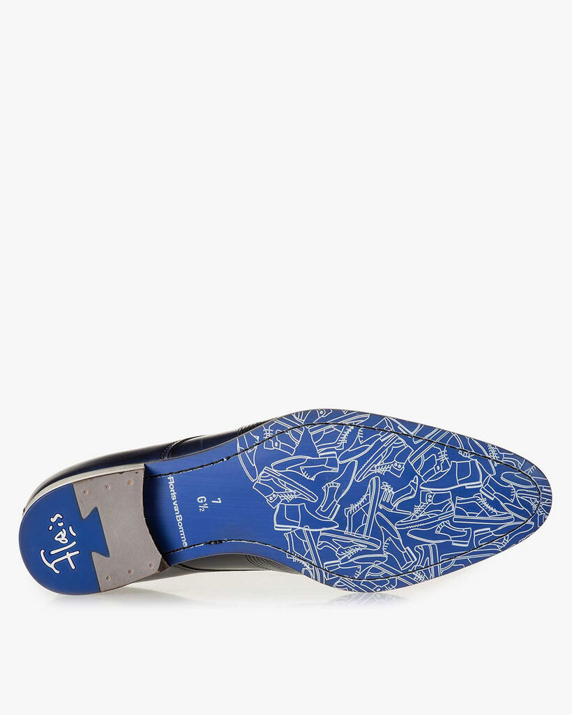 Lace shoe calf leather dark blue