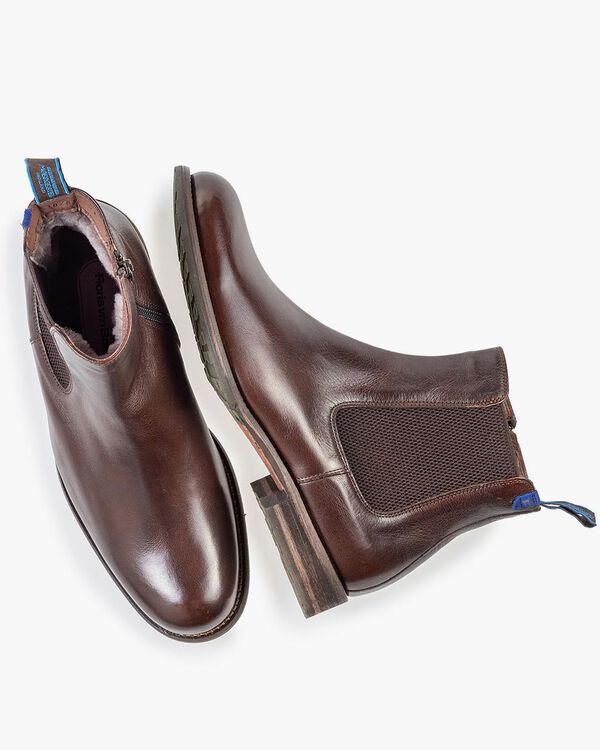 Lambskin lined brown Chelsea boot
