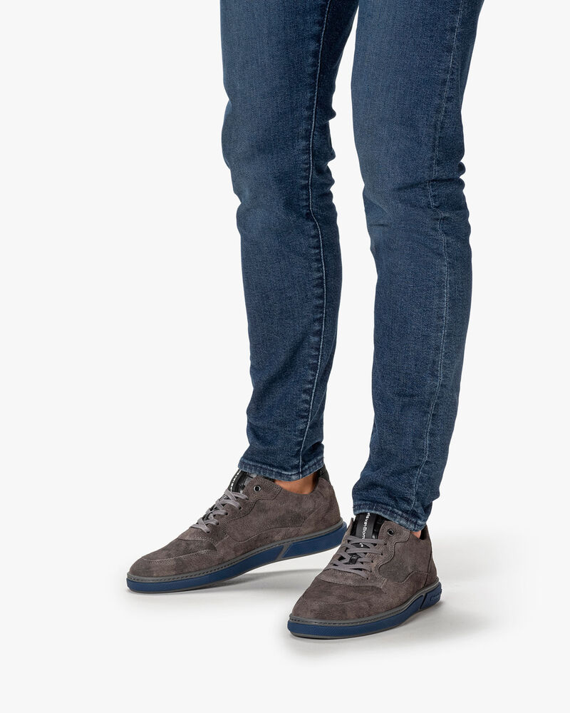 Sneaker Leder-Print dunkelgrau