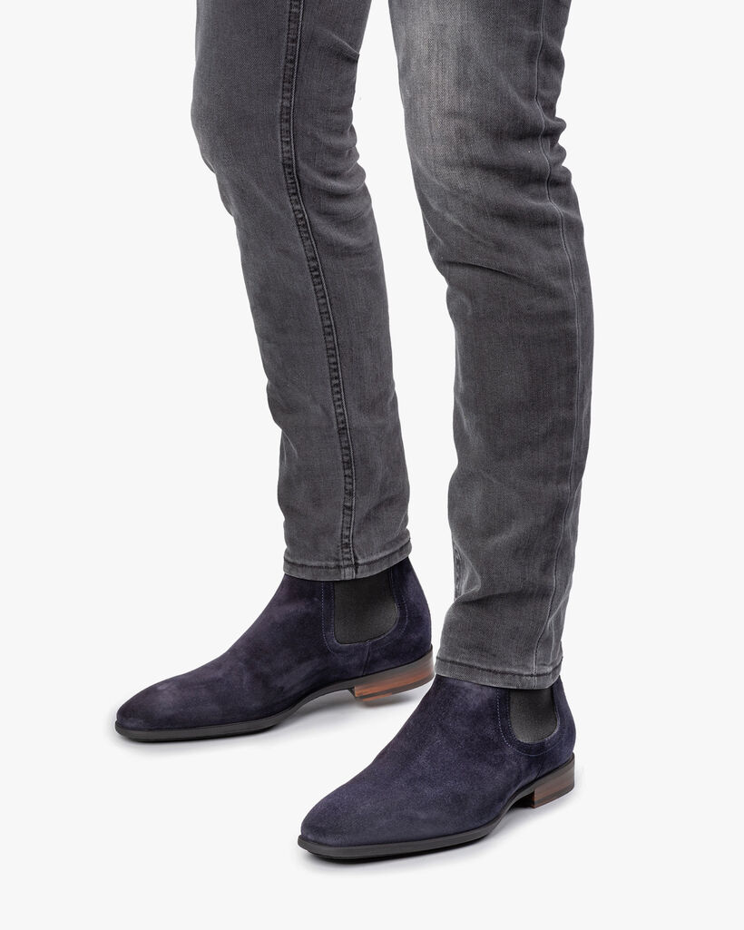 Chelsea boot suede leather blue
