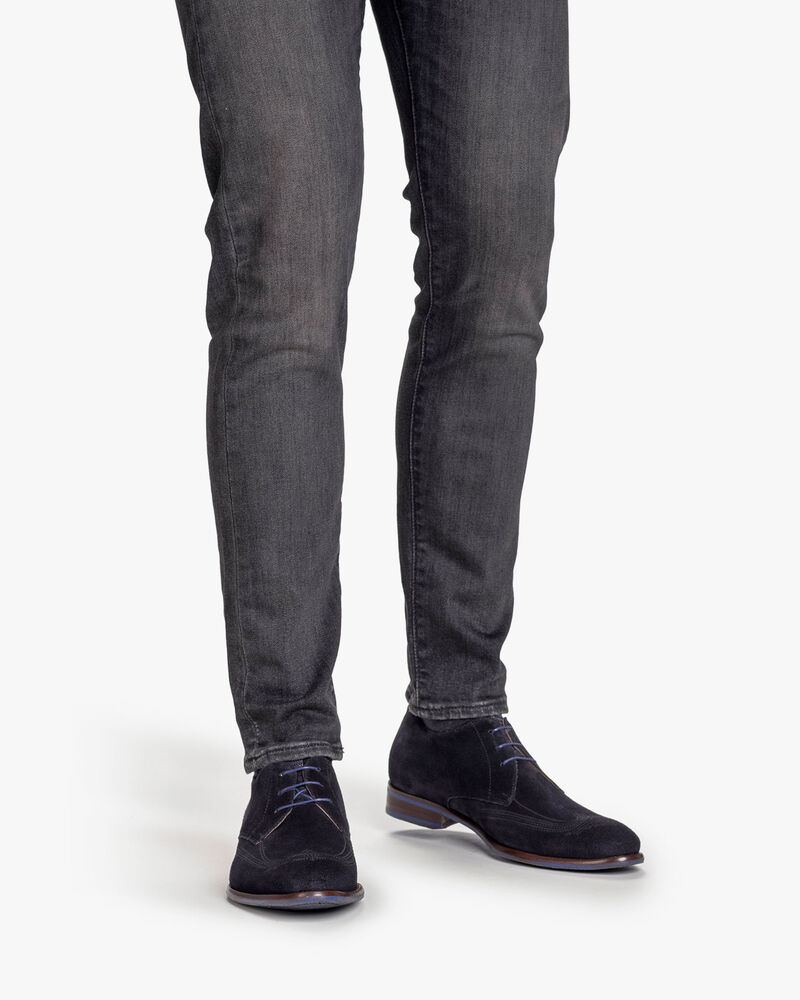 Schn&uuml;rschuh Wildleder dunkelblau