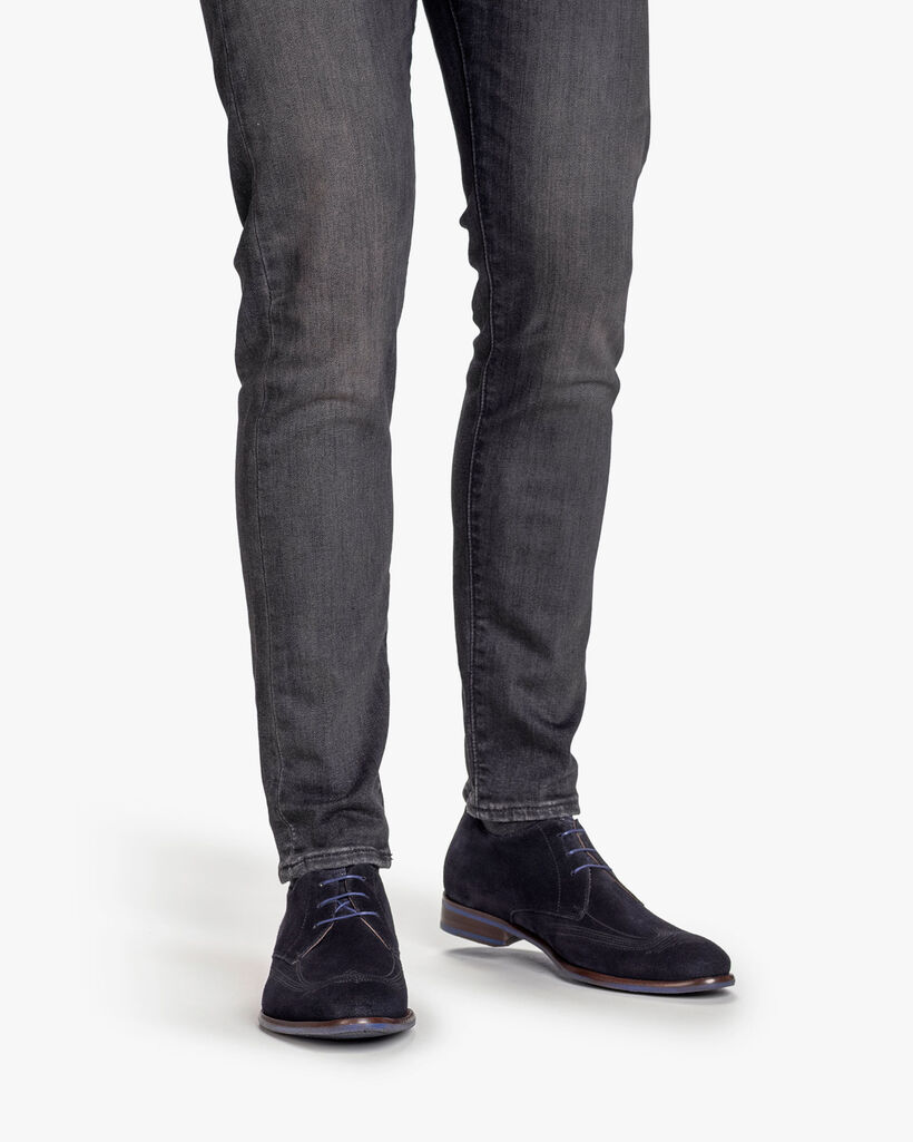 Schn&uuml;rschuh Wildleder dunkelblau