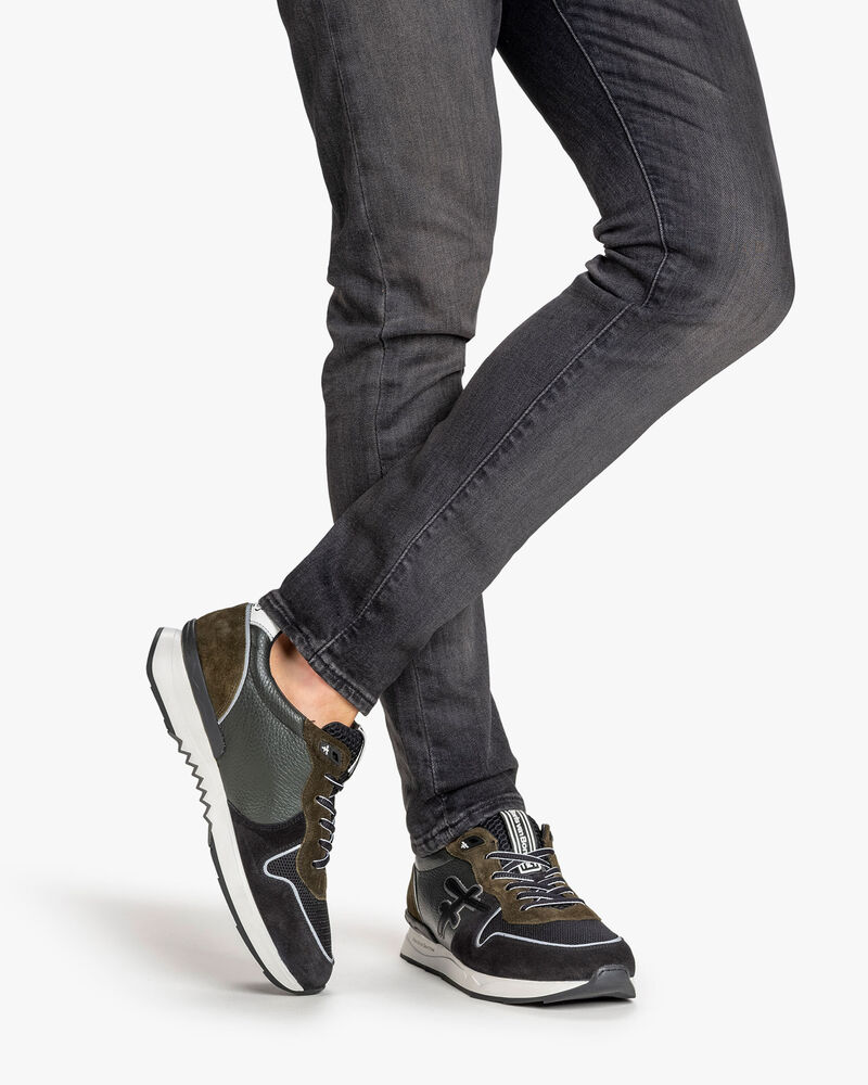 Sneaker suede dark green/black