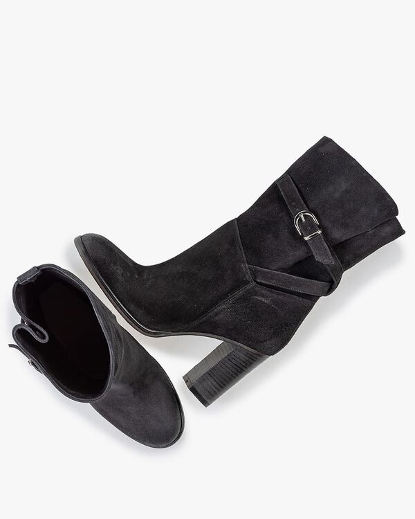 Halbhoher Stiefel schwarz Wildleder