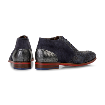 Lace boot nubuck leather dark blue