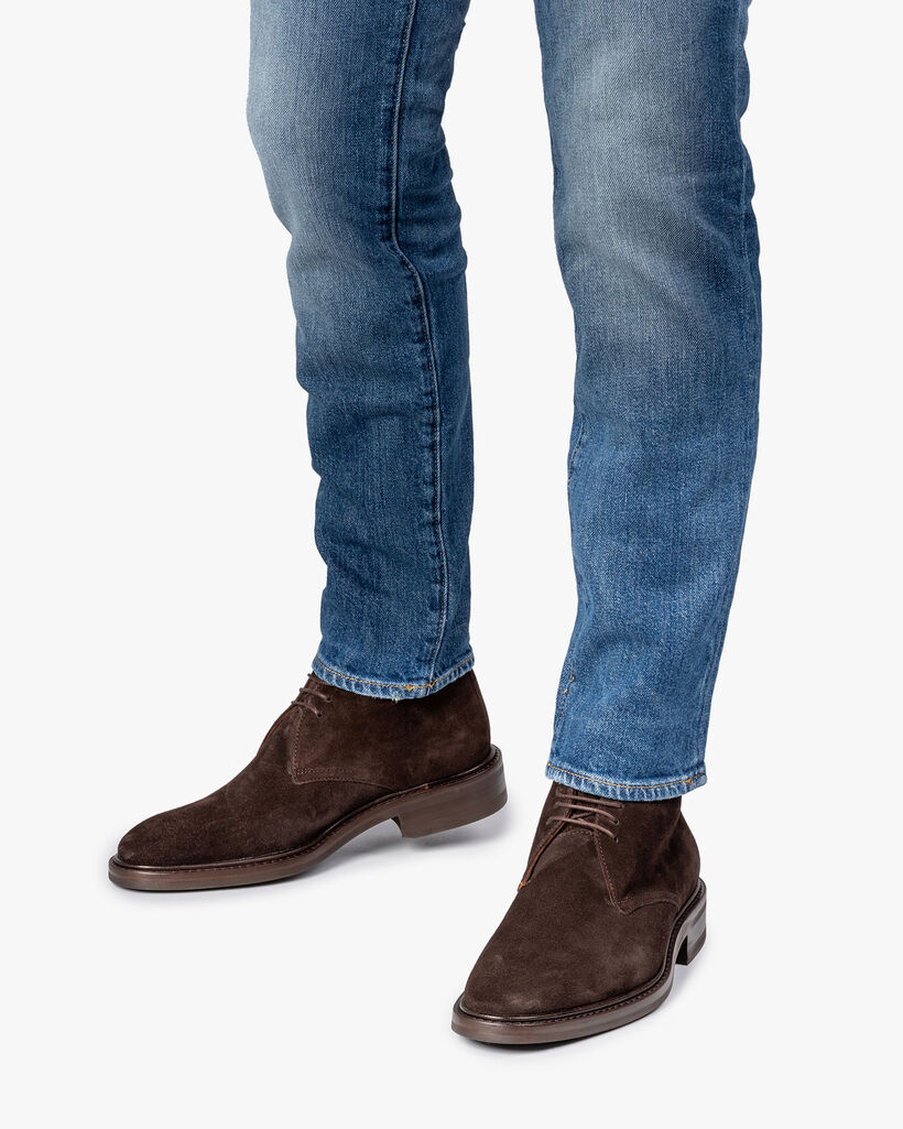 Dunkelbrauner Wildleder-Schn&uuml;rstiefel