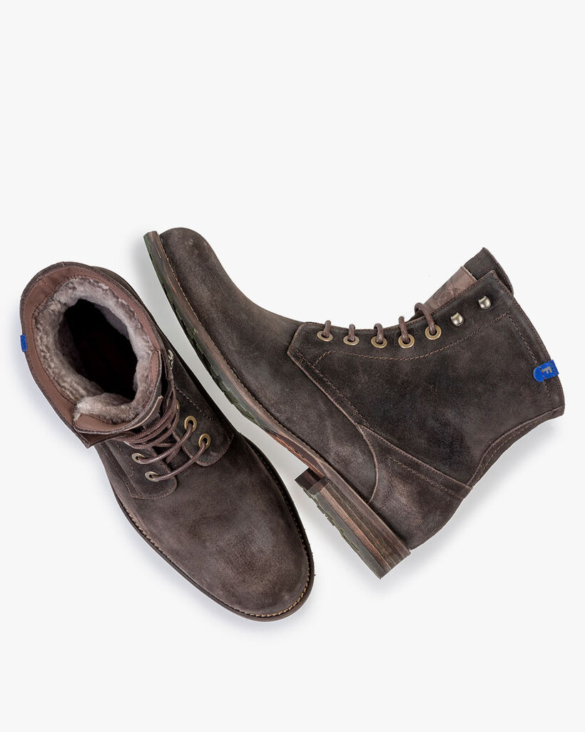 Gefütterter Schnürstiefel braun