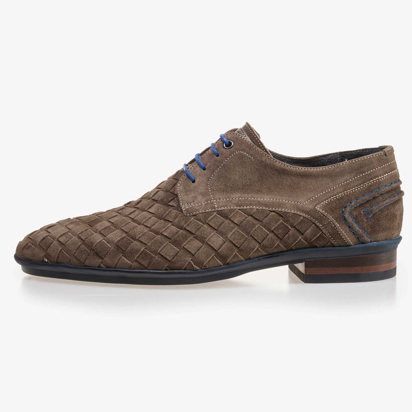 Lace shoe made of braided leather dark taupe