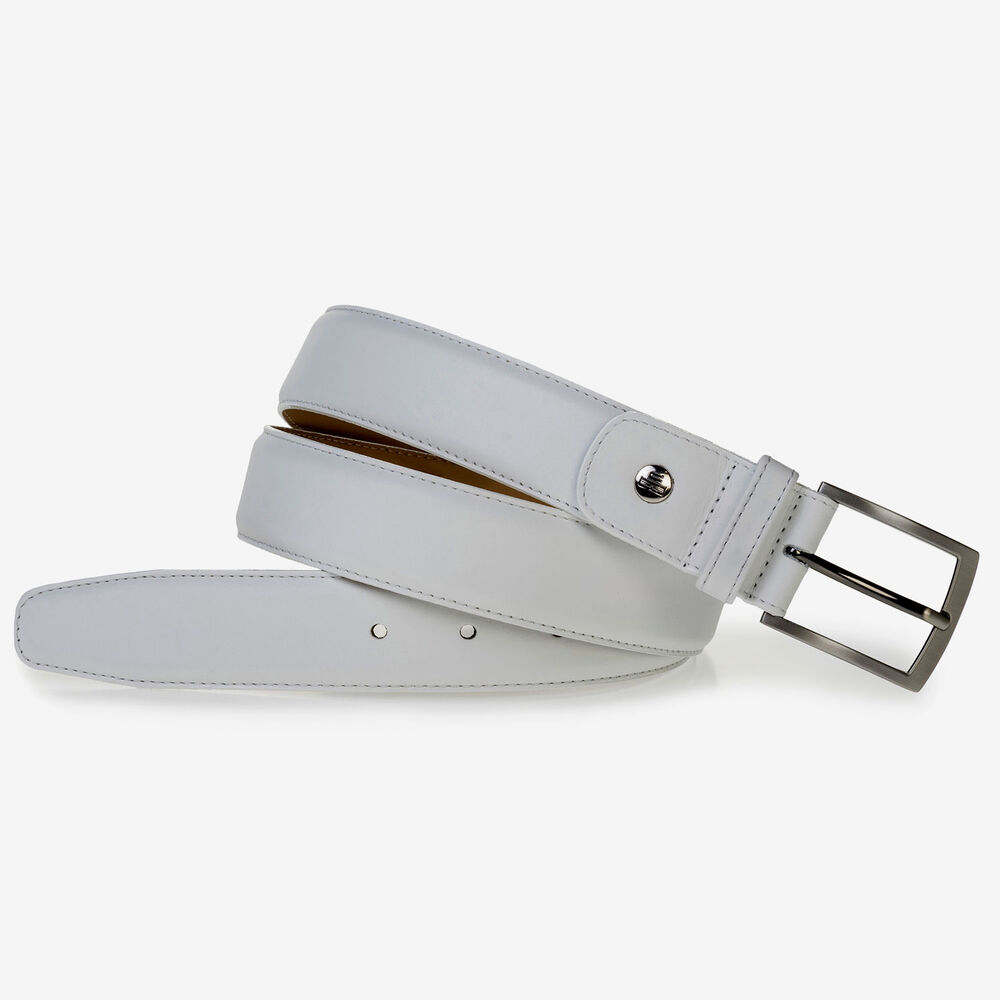 White calf leather belt