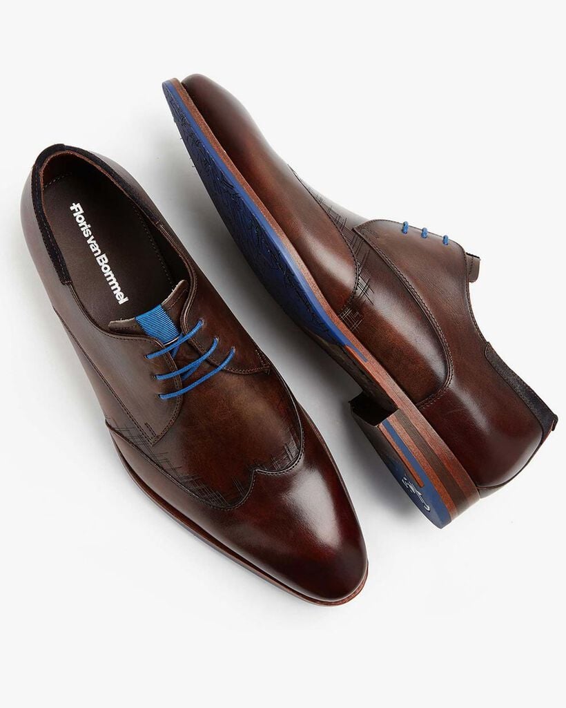 Lace shoe calf leather dark brown