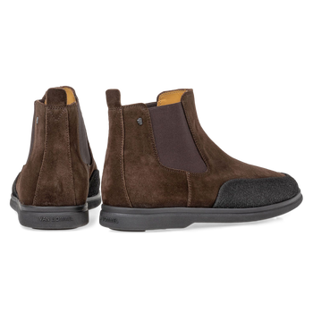 Suede leather Chelsea boot dark brown