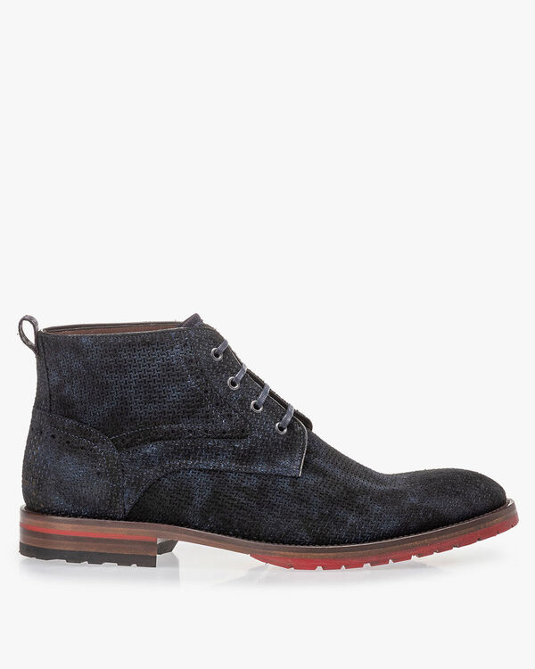 Lace boot blue with print
