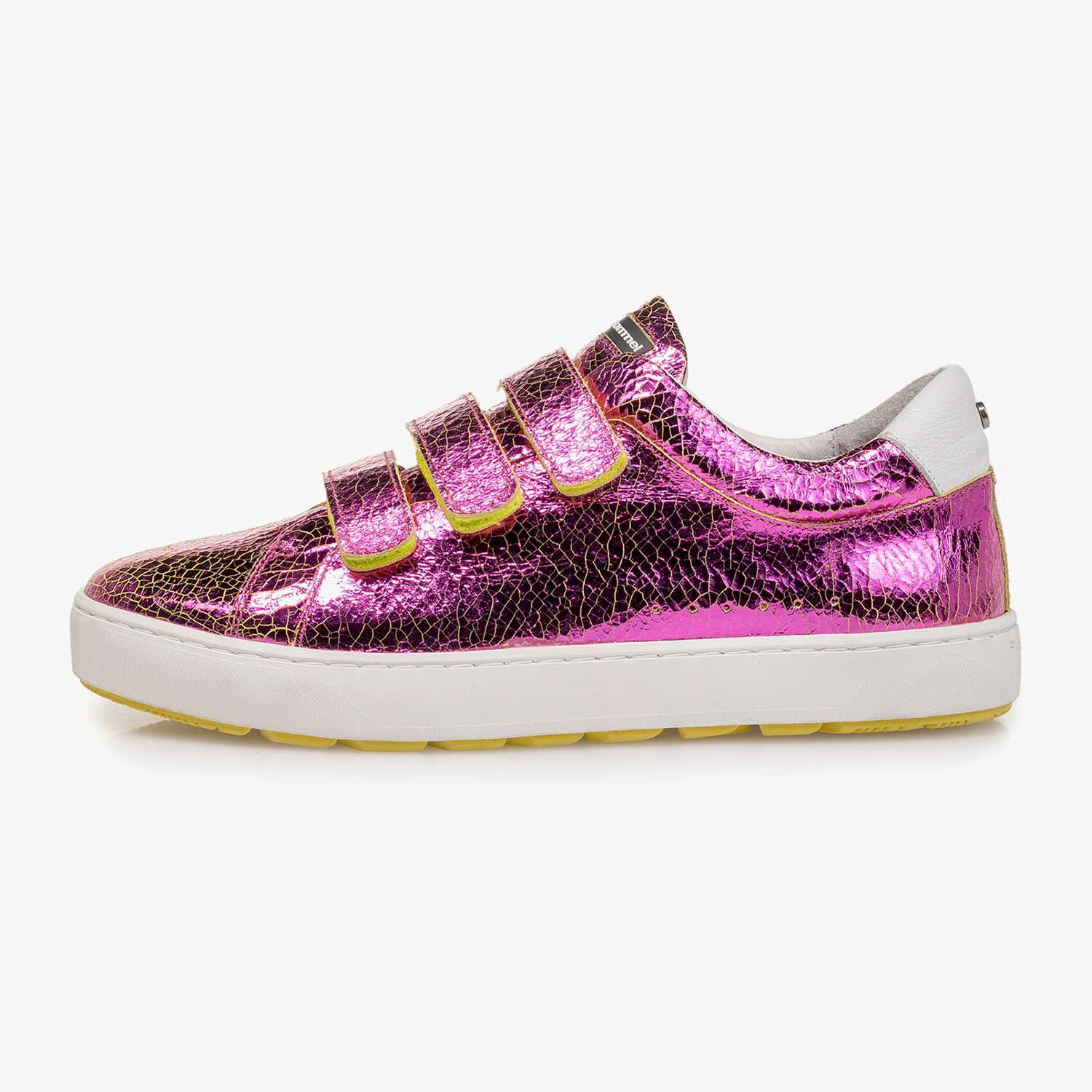 Rosa Metallic Leder Sneaker mit Craquel Effekt