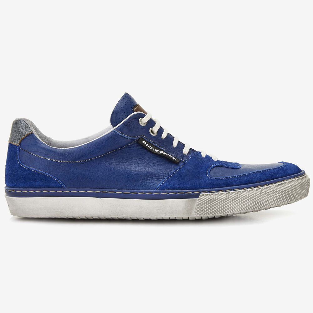 Floris van Bommel kobaltblauer Leder-Herren-Sneaker