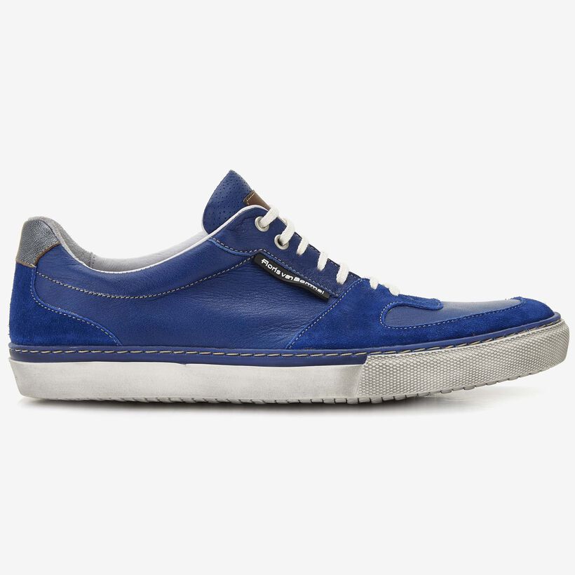 Floris van Bommel kobaltblauer Leder-Herren-Sneaker