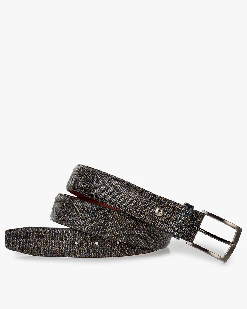 Belt printed leather taupe
